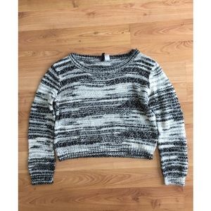 Black and White Cropped Sweater